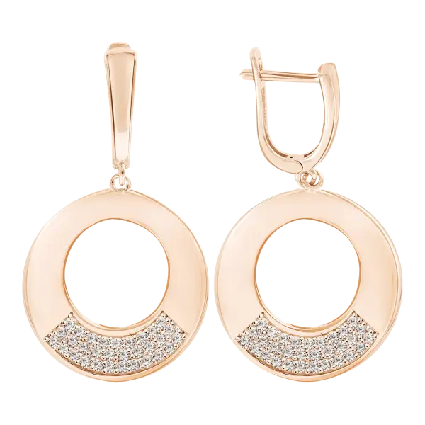 Product image of the product “Drop Earrings “Open Circle with Stone Arch” in 585 Rose Gold with Cubic Zirconia ”