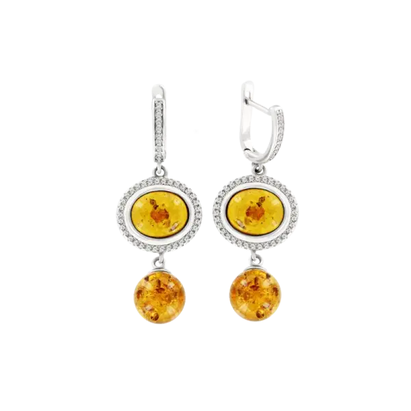 Product image of the product “Drop Earrings “Oval with Amber Drop” with Amber ”