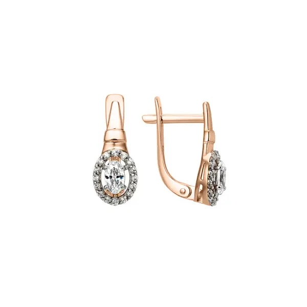 Product image of the product “Drop Earrings “Oval Stone with Stone Halo” in 585 Rose Gold with Cubic Zirconia ”