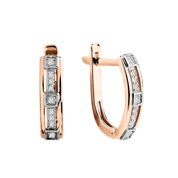 Product image of the product “Drop Earrings “Squares with Stones” in 585 Rose Gold with Diamonds ”