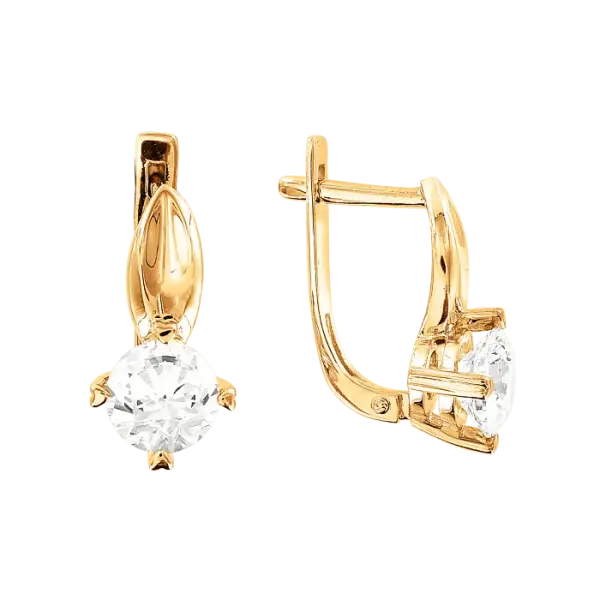 Artikelbild des Artikels “Ohrhänger „Solitär“ aus 585 Gelbgold mit Zirkonia und Swarovski-Kristallen “