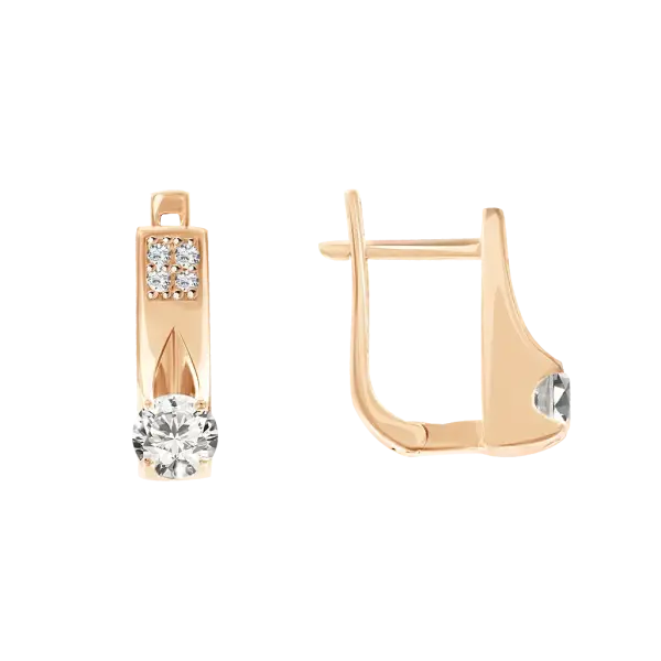 Product image of the product “Drop Earrings “Solitaire with Stone Field” in 585 Rose Gold with Cubic Zirconia ”