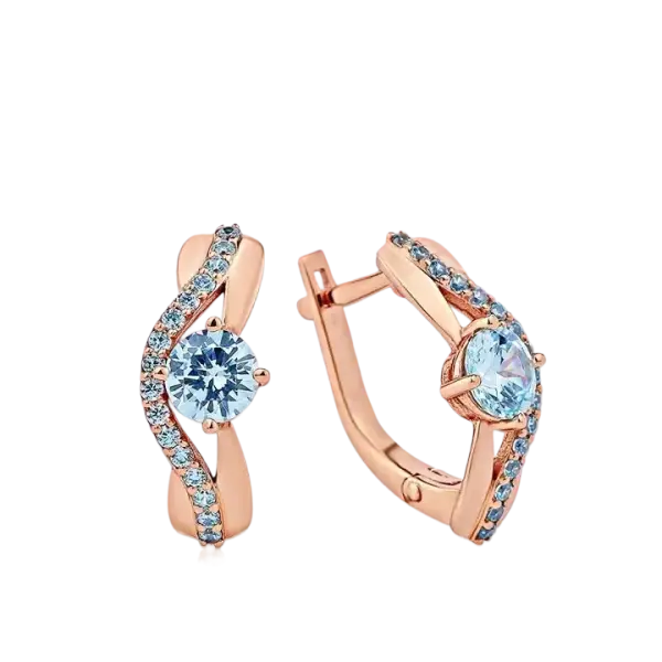 Product image of the product “Drop Earrings “Solitaire with Wave Band” in 585 Rose Gold with Cubic Zirconia ”
