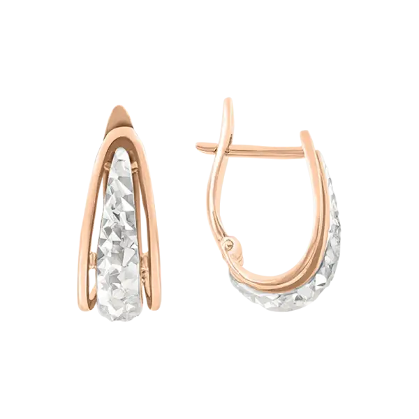 Product image of the product “Drop Earrings “Pointed Arch with Diamond Cut” in 585 Two-Tone Gold ”