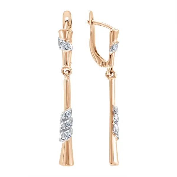 Product image of the product “Drop Earrings “Bar with Stone Rings” in 585 Rose Gold with Cubic Zirconia ”