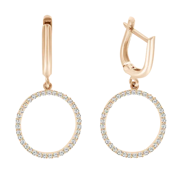 Artikelbild des Artikels “Ohrhänger „Steinkreis“ aus 585 Rotgold mit Zirkonia, Höhe 36 mm “