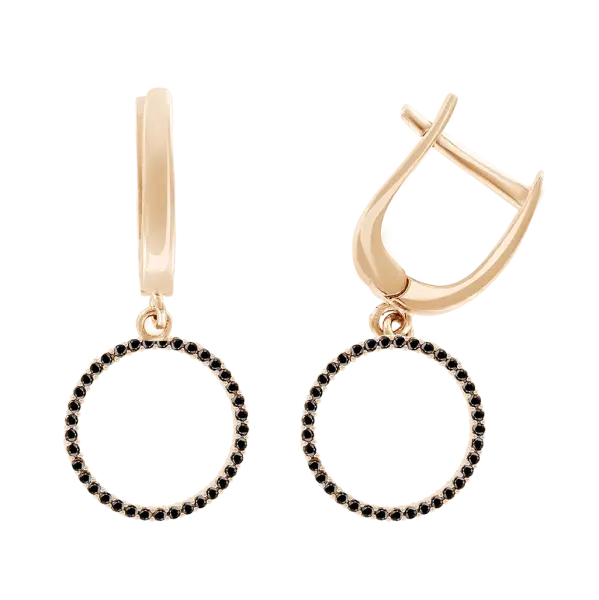 Product image of the product “Drop Earrings “Stone Circle” in 585 Rose Gold with Cubic Zirconia, Height 36 mm ”