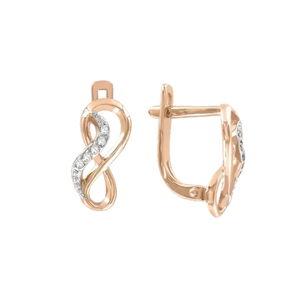 Product image of the product “Drop Earrings “Infinity” in 585 Rose Gold with Cubic Zirconia, Height 14 mm ”