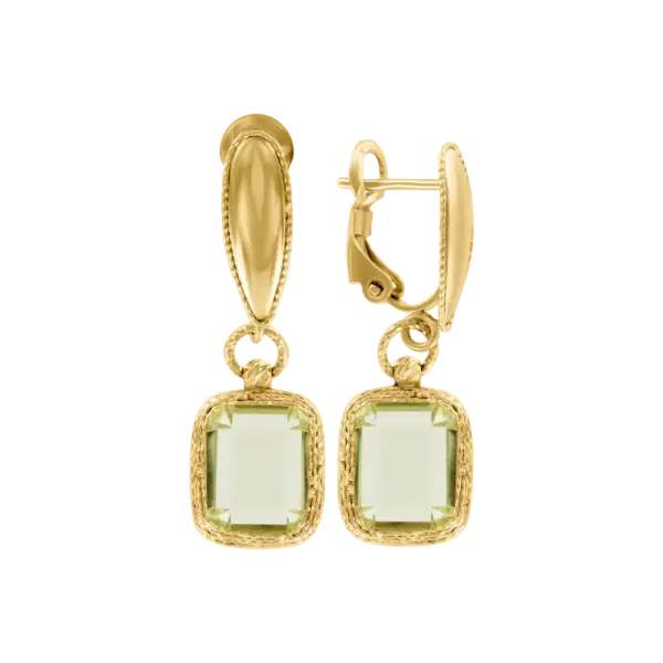 Artikelbild des Artikels “Ohrhänger „Viereckiger Stein“ aus 585 Gelbgold mit Amethyst “