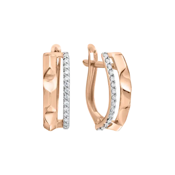 Product image of the product “Drop Earrings “Wave Band with Stone Row” in 585 Rose Gold with Cubic Zirconia ”