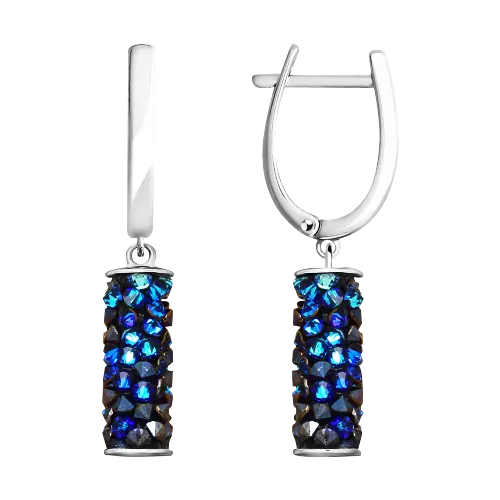 Artikelbild des Artikels “Ohrhänger „Zylinder“ aus 925 Silber mit Zirkonia und Swarovski-Kristallen, Ø 37 mm “