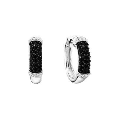 Product image of the product “Earrings “Hoops with Black Pavé” in 925 Sterling Silver with Cubic Zirconia ”