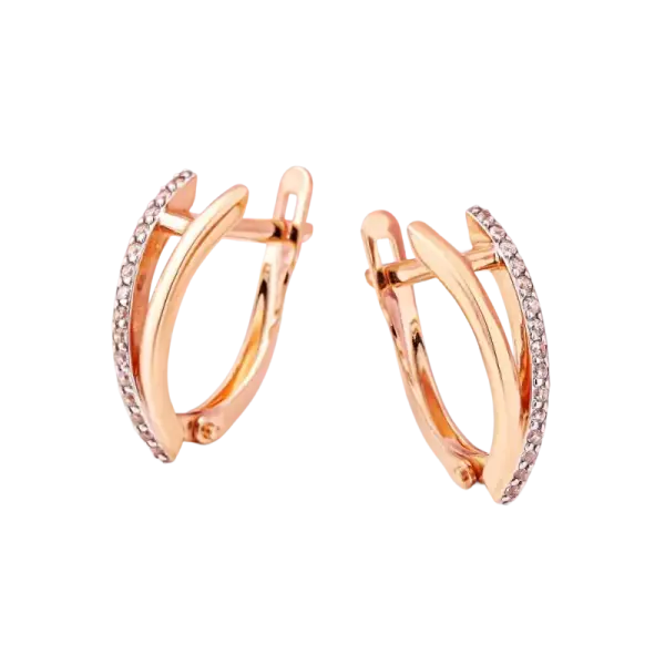 Product image of the product “Earrings “Double Hoop with Stone Row” in 585 Rose Gold with Cubic Zirconia ”