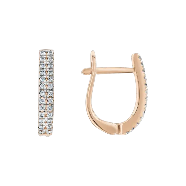 Product image of the product “Earrings “Double Row” in 585 Rose Gold with Diamonds ”