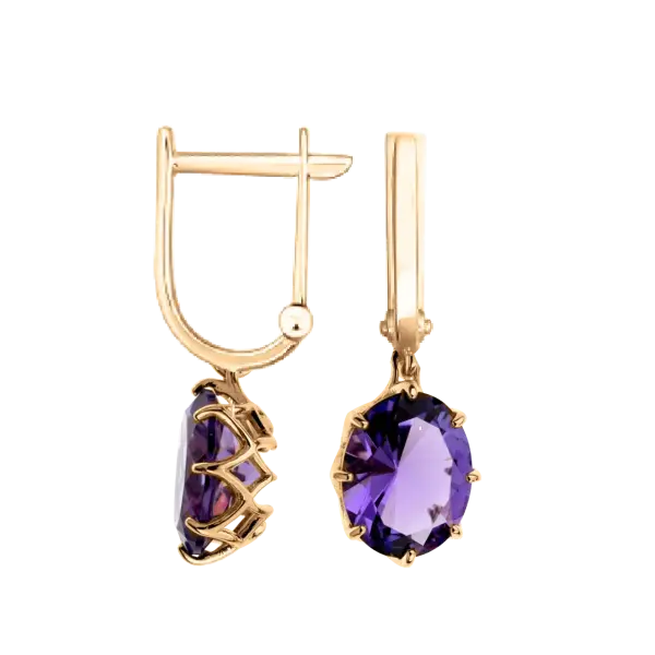 Artikelbild des Artikels “Ohrringe „Oval Tropfen in Krappen“ aus 585 Rotgold mit Amethyst “
