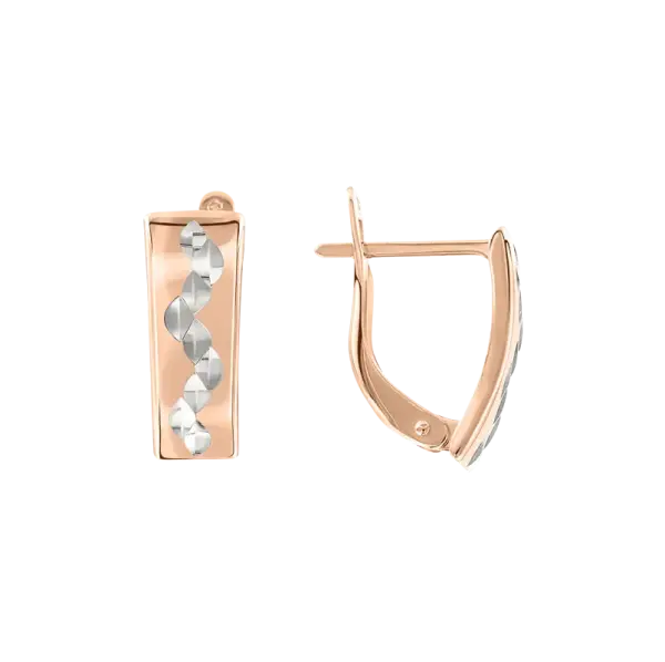 Product image of the product “Earrings “Rectangle with Wave Pattern” in 585 Two-Tone Gold ”