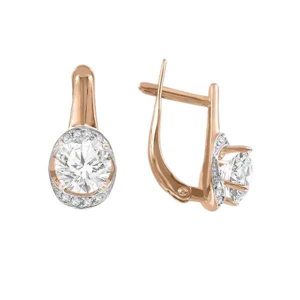 Product image of the product “Earrings “Solitaire in Stone Halo” in 585 Rose Gold with Swarovski Crystals ”