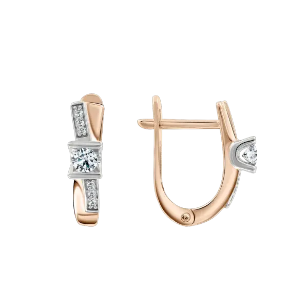 Product image of the product “Earrings “Solitaire with Stone Rows” in 585 Two-Tone Gold with Diamonds ”