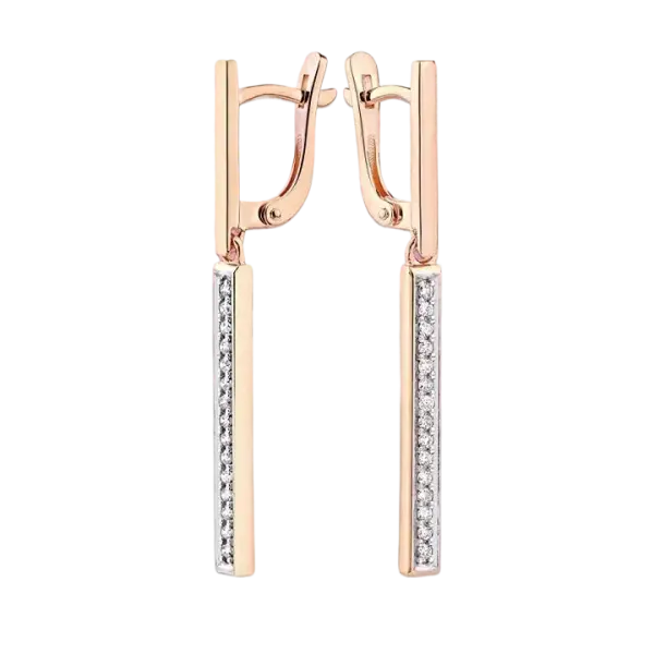 Product image of the product “Earrings “Bar with Stone Row” in 585 Rose Gold with Diamonds and Diamonds ”