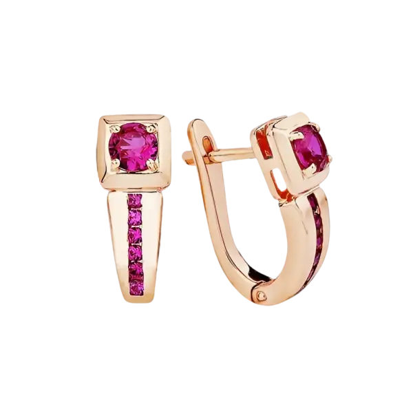 Product image of the product “Earrings “Bar with Stone Row” in 585 Rose Gold with Ruby ”