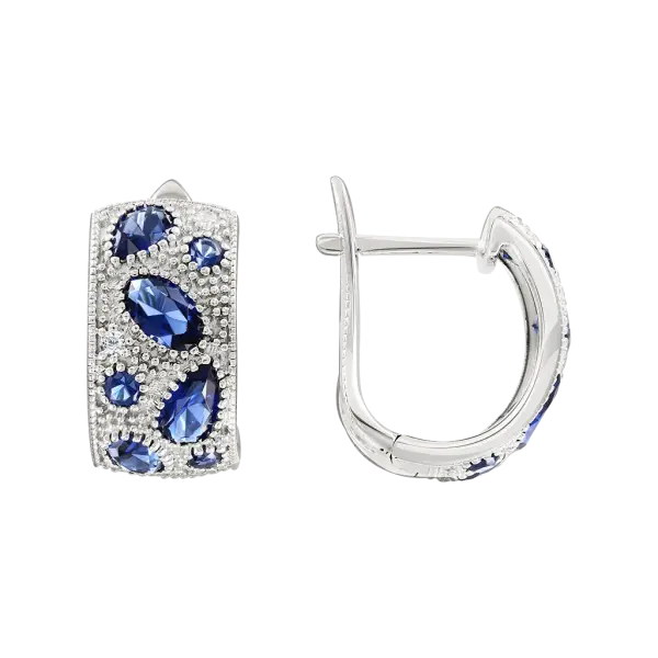 Product image of the product “Earrings “Wide Stone Mosaic” in 925 Sterling Silver with Cubic Zirconia ”