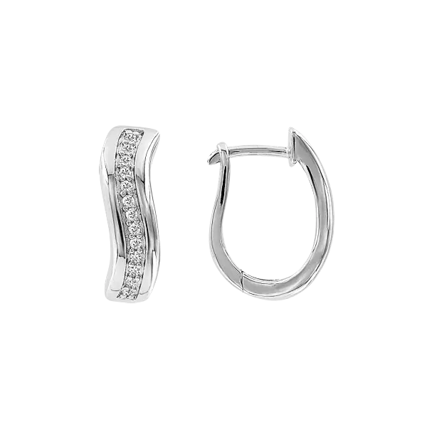 Product image of the product “Earrings “Wave with Stone Row” in 925 Sterling Silver with Cubic Zirconia ”