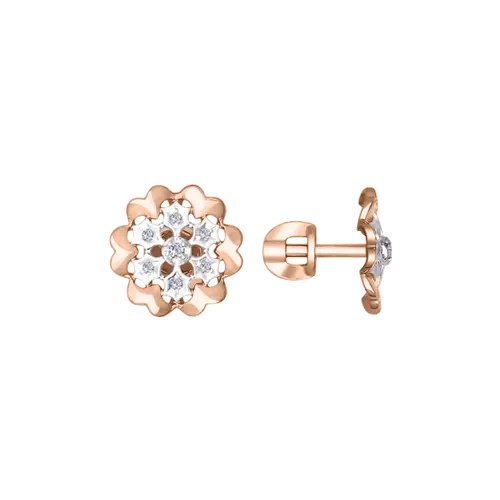 Artikelbild des Artikels “Ohrstecker „Blüte mit Steinen“ aus 585 Rotgold mit Brillanten “