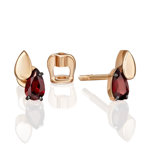 Artikelbild des Artikels “Ohrstecker „Doppeltropfen“ aus 585 Rotgold mit Granat “