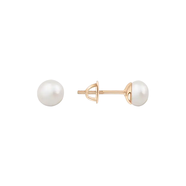 Artikelbild des Artikels “Ohrstecker „Einzelperle“ aus 585 Rotgold mit Perlen, Ø 6 mm “