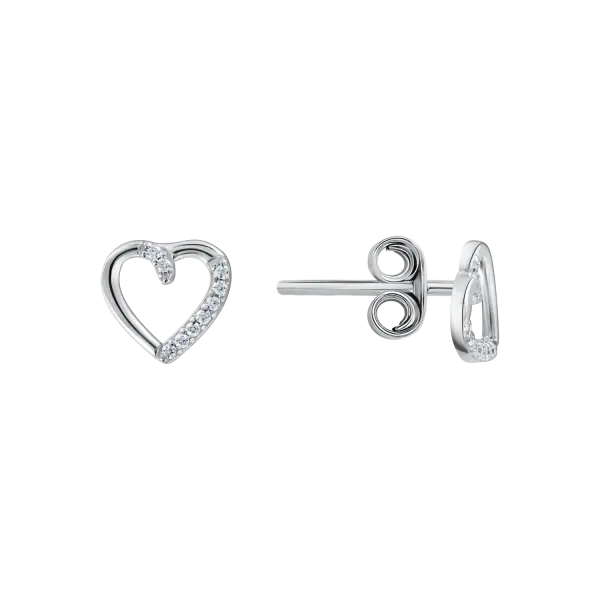 Artikelbild des Artikels “Ohrstecker „Herzkontur mit Steinen“ aus 925 Silber mit Zirkonia “