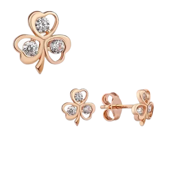 Product image of the product “Stud Earrings “Clover” in 585 Rose Gold with Cubic Zirconia ”