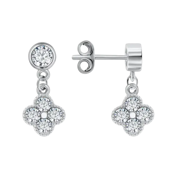 Artikelbild des Artikels “Ohrstecker „Kleeblatt hängend“ aus 925 Silber mit Zirkonia “