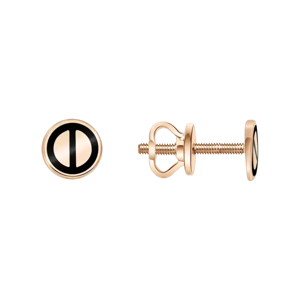 Product image of the product “Stud Earrings “Round with Black Enamel” in 585 Rose Gold ”