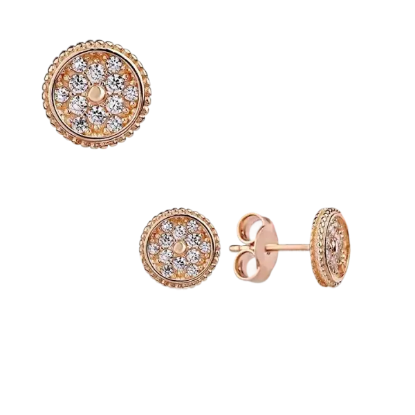 Product image of the product “Stud Earrings “Round with Stone Accents” in 585 Rose Gold with Cubic Zirconia ”