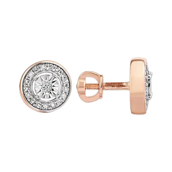 Product image of the product “Stud Earrings “Disc with Stone Halo” in 585 Two-Tone Gold with Diamonds ”