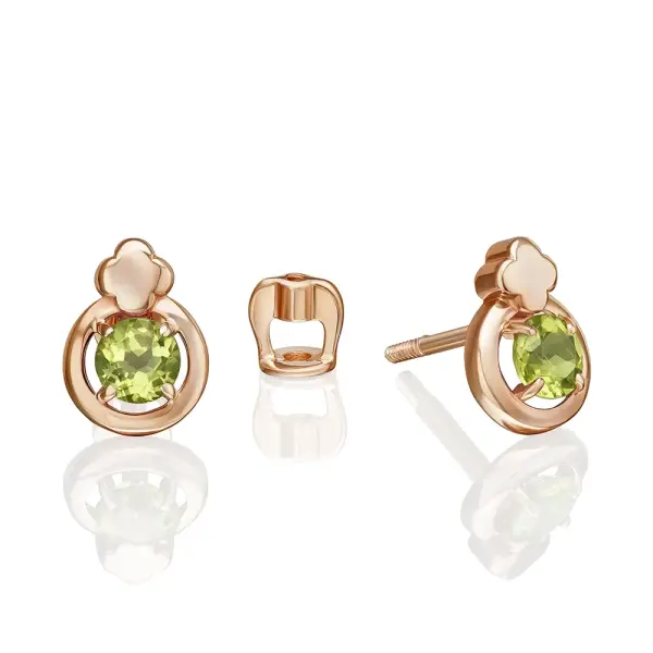 Artikelbild des Artikels “Ohrstecker „Stein im Ring mit Blüte“ aus 585 Rotgold “