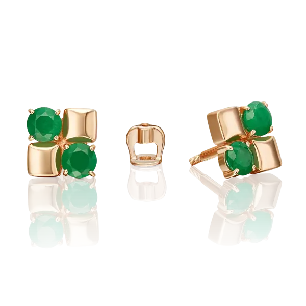 Product image of the product “Stud Earrings “Four-Leaf Clover” in 585 Rose Gold with Emerald ”