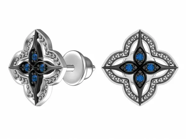 Artikelbild des Artikels “Ohrstecker „Vierblatt mit Ornament“ aus 925 Silber mit Zirkonia “