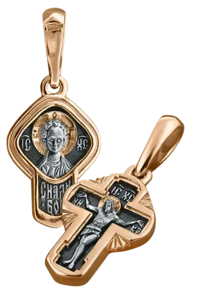 Artikelbild des Artikels “Orthodoxer Kreuzanhänger „Herr Immanuel“ aus 925 Silber, vergoldet mit Rotgold 999 “