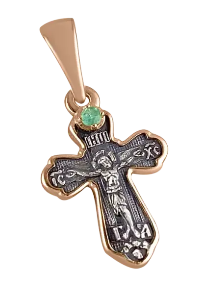 Product image of the product “Orthodox Cross Pendant “Crucifixion of Christ” in 925 Sterling Silver, Plated with 999 Rose Gold, Height 26 mm ”