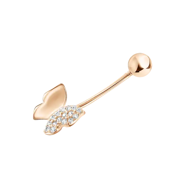 Artikelbild des Artikels “Piercing „Stab mit Schmetterling“ aus 585 Rotgold mit Zirkonia “