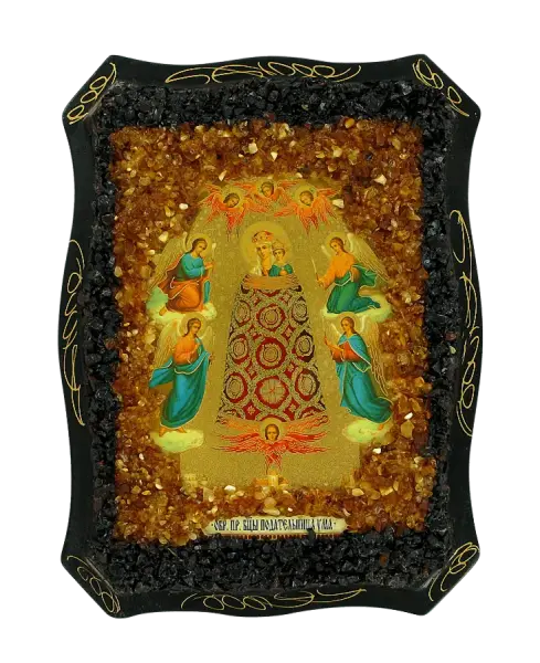 Artikelbild des Artikels “Russische orthodoxe Ikone Hinzufügen der Verstand, mit echtem Bernstein Geschmückt “
