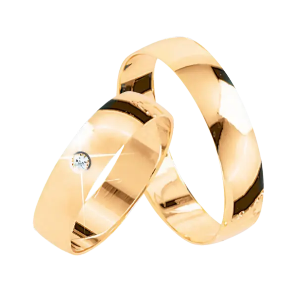 Artikelbild des Artikels “Trauring „Flach mit Stein“ aus 585 Gelbgold mit Brillanten ohne Brillant“