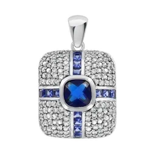 Artikelbild des Artikels “Anhänger „Kissen mit blauem Kreuz“ aus 925 Silber mit Zirkonia “