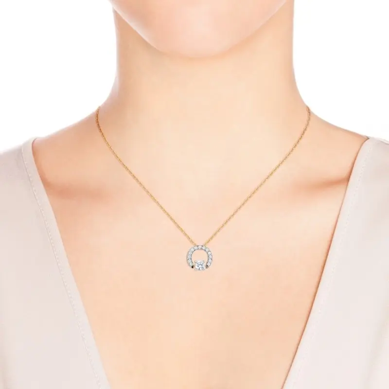 Изображение 2 товара «Подвеска «Кольцо с солитером» из красного золота 585 пробы с фианитами »