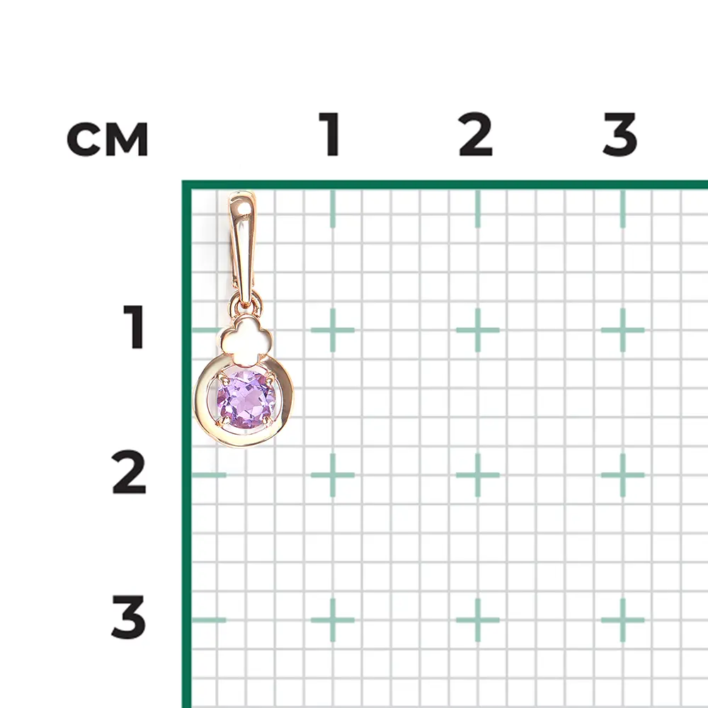 Artikelbild 2 des Artikels “Anhänger „Rund mit Blütenkappe“ aus 585 Rotgold mit Amethyst “