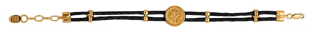 Artikelbild 2 des Artikels “Armband „Lederband mit Emaille-Kreuz“ aus 925 Silber vergoldet “