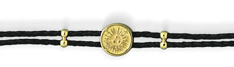 Product image of the product “Bracelet “Leather Cord with Enamel Disc” in Gold-Plated 925 Sterling Silver ”