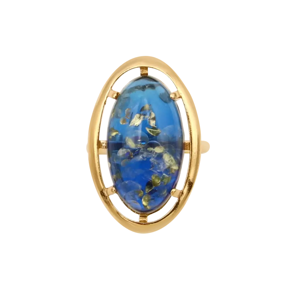 Product image 2 of the product “Women's Ring “Oval in Oval Frame” in Gold-Plated 925 Sterling Silver with Amber ”