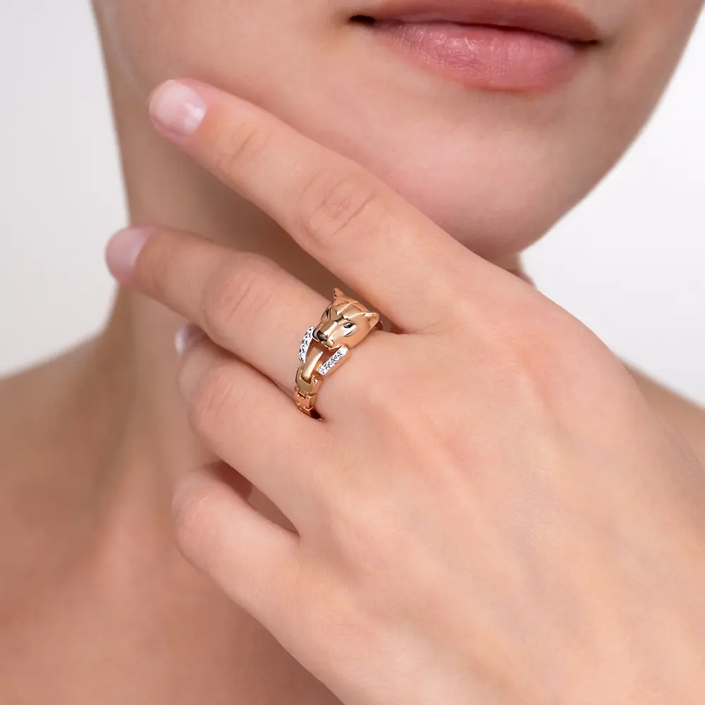 Artikelbild 2 des Artikels “Damenring „Panther“ aus 585 Gelbgold mit Zirkonia “